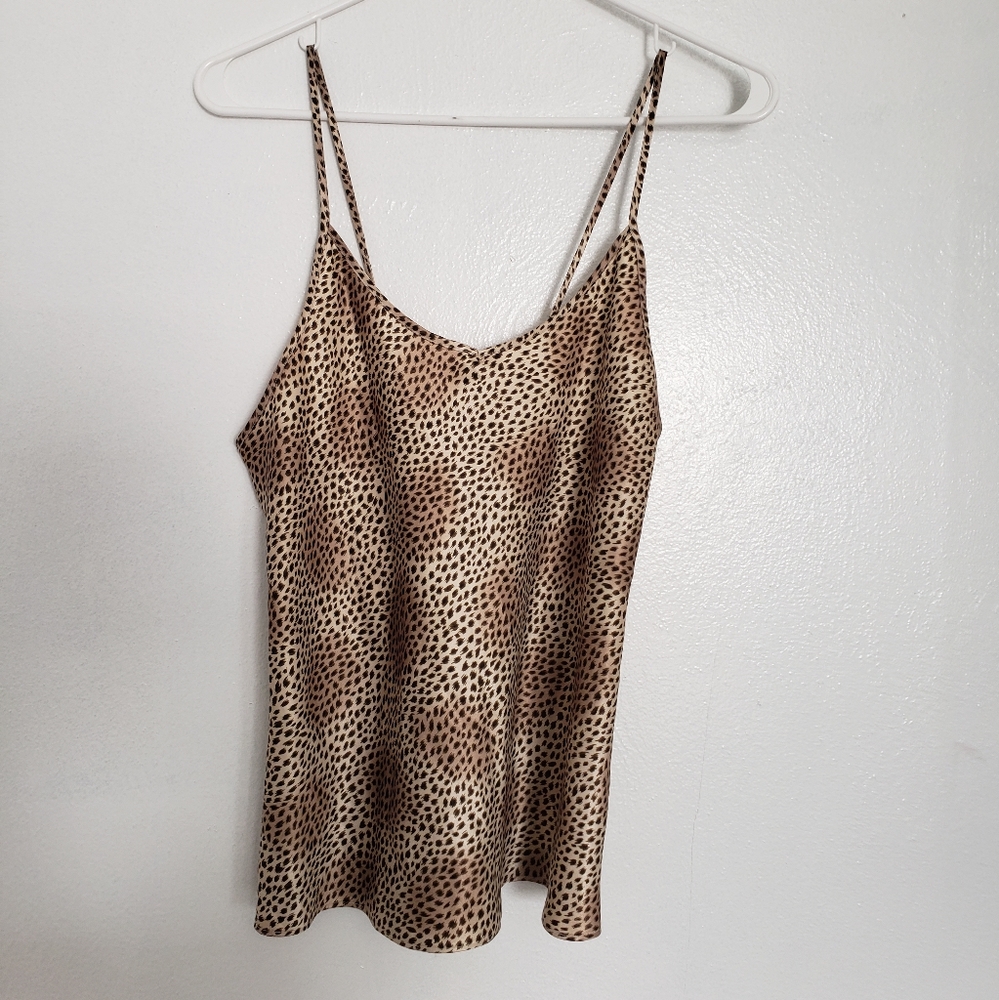 Y2K Animal Print Silky Criss Cross Back Slip Cami